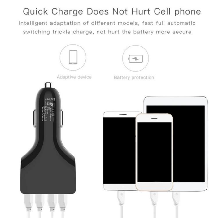 Universal USB Car Charger Adapter with 4 Standard USB Port for Vehicles Power Supply Adapter Support QC3.0