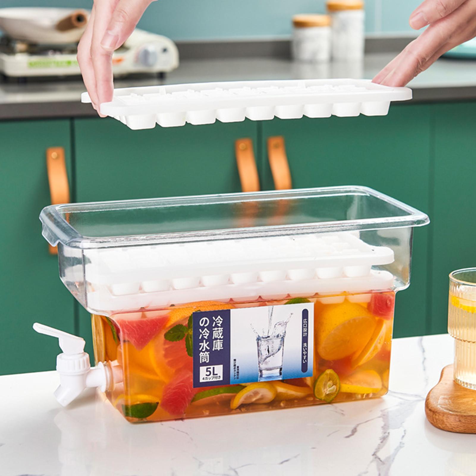 5L Cold Water Bucket with Faucet Refrigerator Jug Dispenser Cold Water Bucket Fruit Teapot Summer Juice Drink Container 5l
