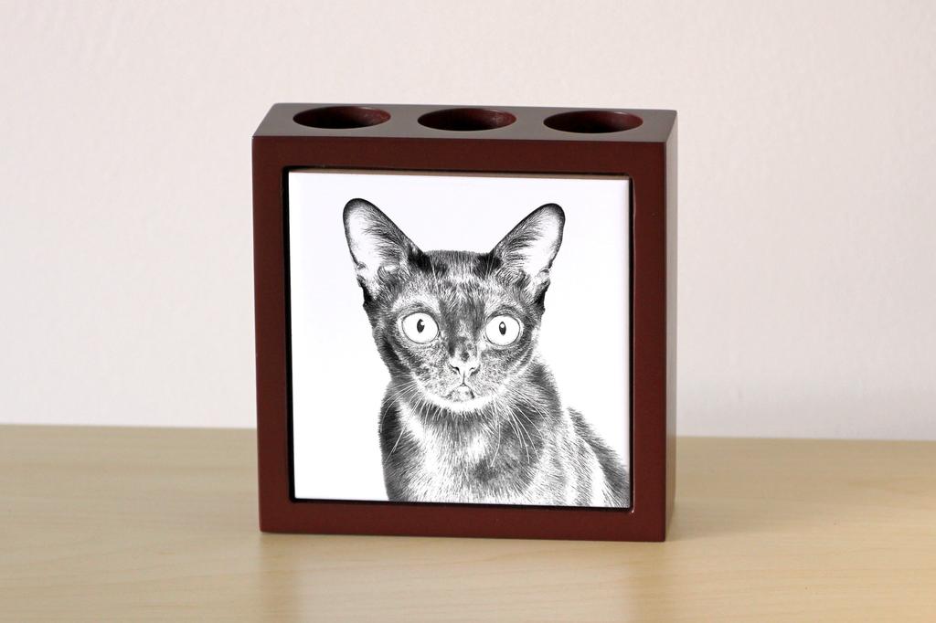 Bombay – Pen holder with a cat, desk organizer with a print | Art-Dog