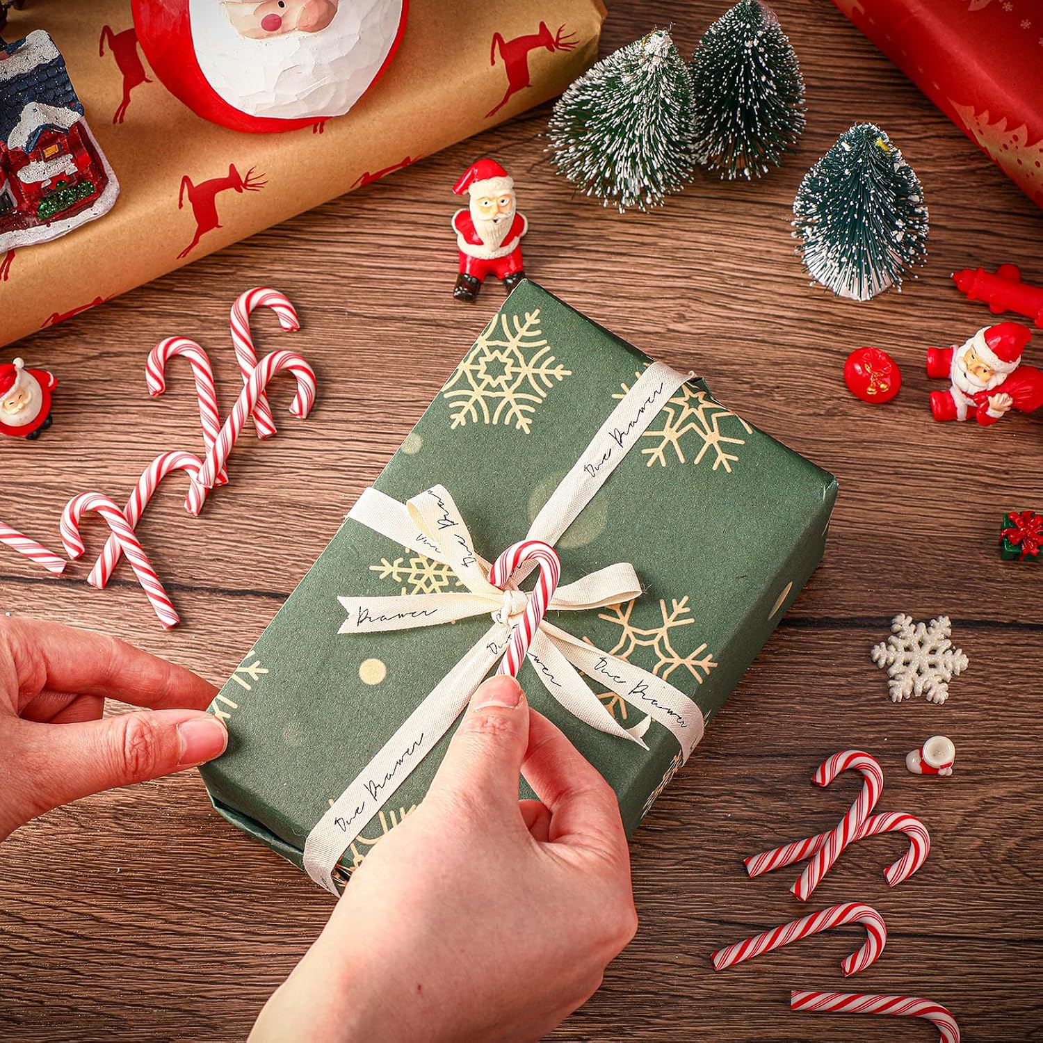 

2 Fake Candy Canes-Polymer Clay Candy Cane Craft,Mini Christmas Decorations, 50pcs Peppermint Ornaments for Tree Hanging DIY Decor Supplies Colour 2