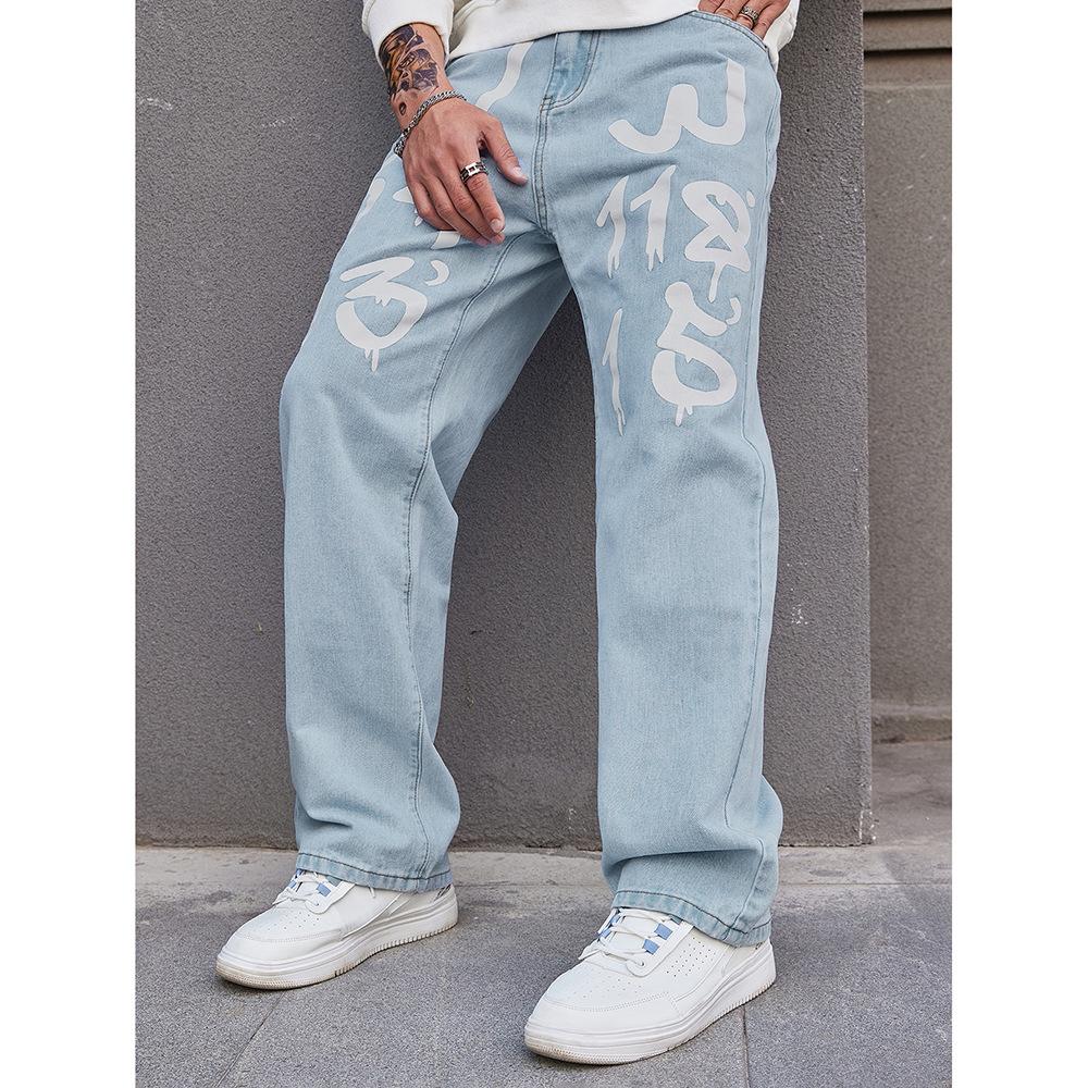 Retro Jeans Herren Frühling und Herbst Neue Trendmarke Locker Gerade Vielseitige Lange Hosen