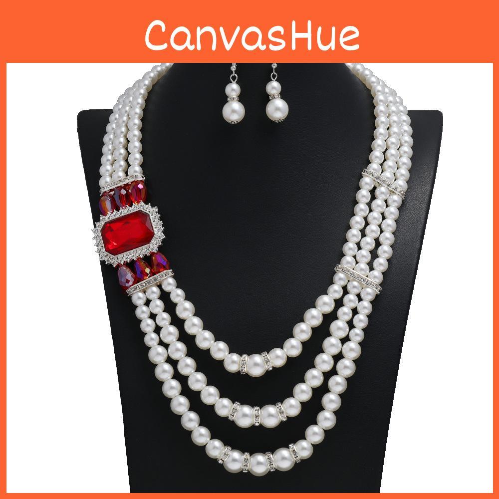 Rhinestone Bridal Accessory Embellished Pearl Necklace For Wedding Decor Dress