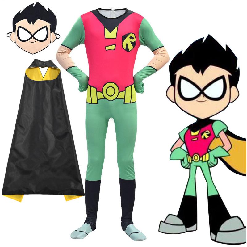 Anime Kostým Robin z Teen Titans pro chlapce Perfektní superhrdinská cosplay kombinéza**