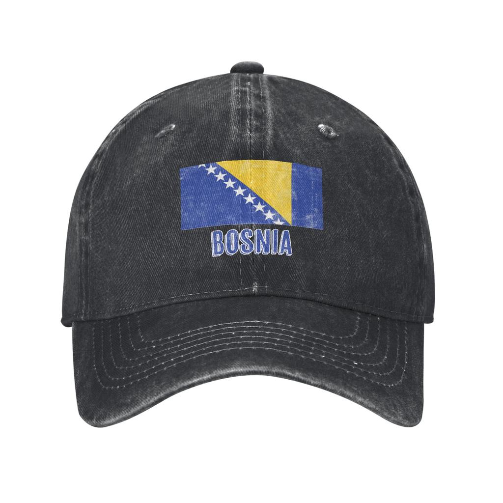 Vintage Retro Flag of Bosnia Herzegovina Grunge look Retro Denim Washed Baseball Cap Women Cowboy Dad Hats Men Rock Trucker Cap