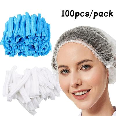 100pcs Elastic Shower Cap Disposable Thick Non-Woven Dustproof Cap Suitable for Hair Salons Spas Swimming Bathroom