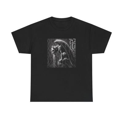 Unisex Adult T Shirt Scratchboard Gothic Cathedral Gargoyle