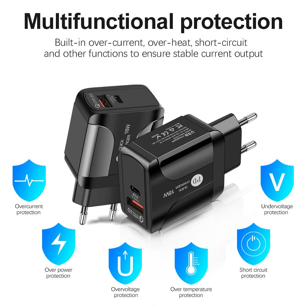 18W USB And TypeC Phone Charger