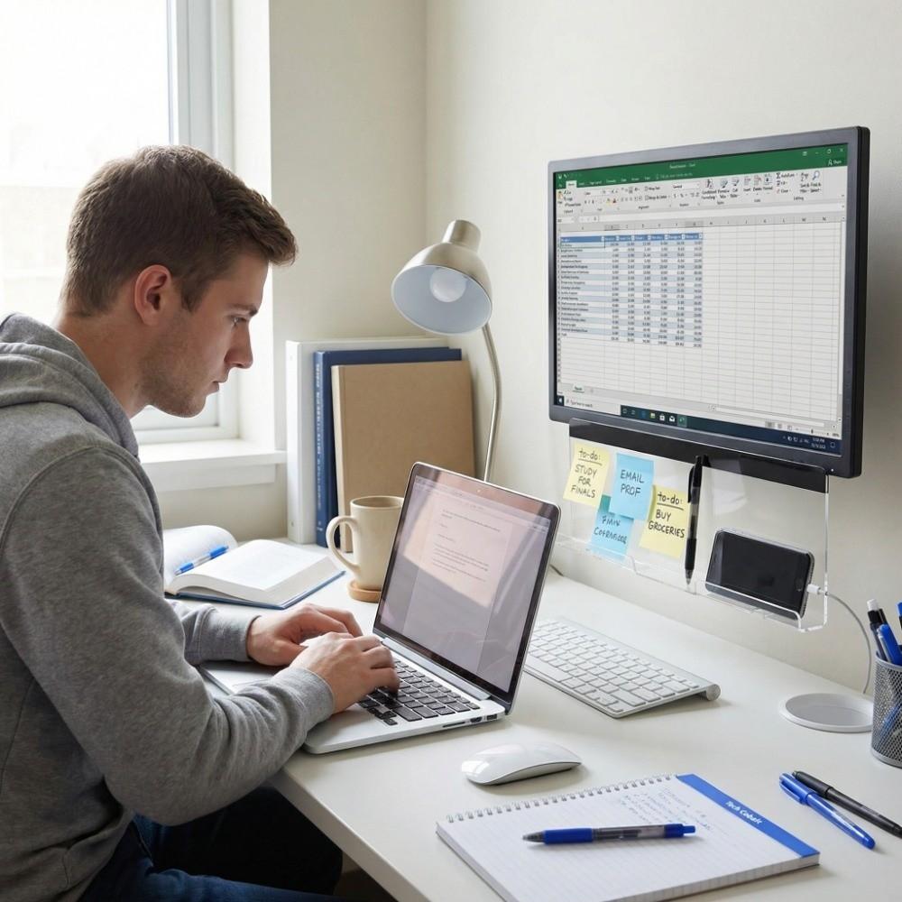 2Pcs Acrylic Monitors Bottom Memo Board Transparent Acrylic Monitor Memo Board  Mobile Phone Pen