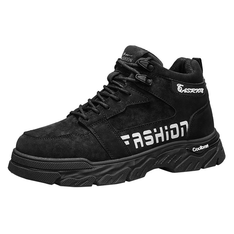 

2025 Luxury Men Shoes Male Waterproof Boots High Top Sneakers Combat Ankle Boots for Men Outdoor Light Casual Leather Shoes 39 чёрный