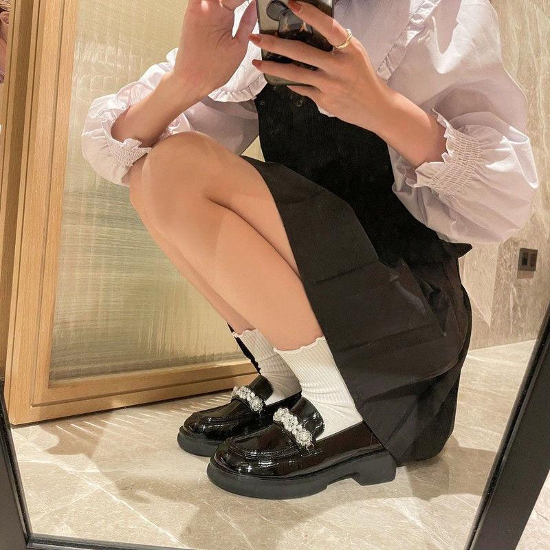 Fashion Woman Pumps Round Toe Pearl Black Mary Jane Shoes for Women Platform Elegant Dress on Promotion Non Slip Offer Luxury Brand Sale