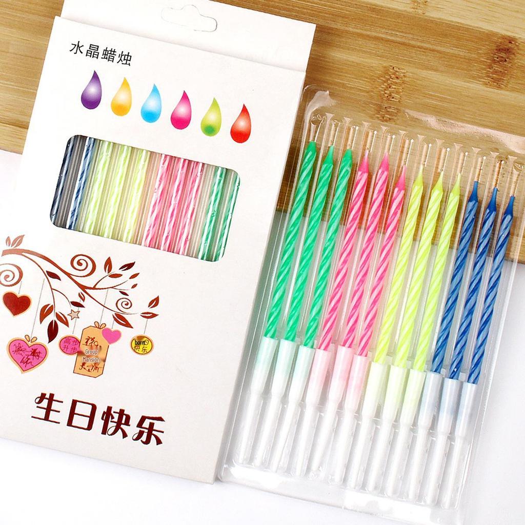 Smokeless Spiral Birthday Cake Candles - Colorful Crystal Design with Free Shipping