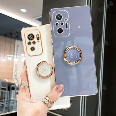 Luxus Ring Halter Überzug Telefon Fall Auf Für Xiaomi Redmi Hinweis 10 5G Note10 Pro Max 10s 10pro stehen Weiche Silikon Zurück Abdeckung