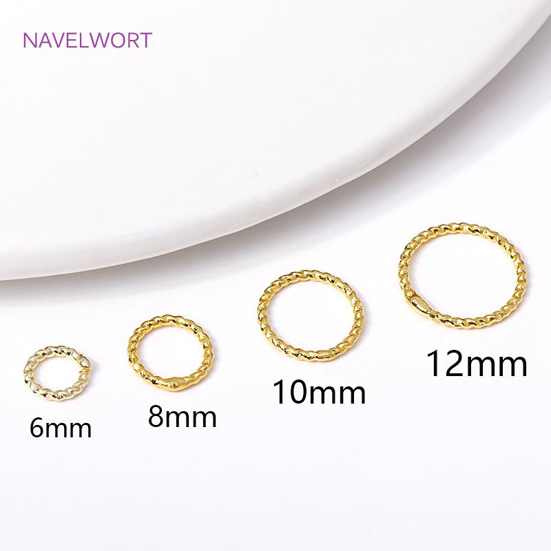 6/8/10/12MM 18K Gold Plated Brass Round Twist Closed Ring Connectors Accessories For DIY Jewelry Making Supplies Wholesale