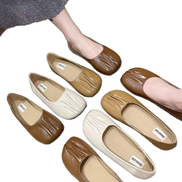 Scarpe Doudou a pieghe con suola piatta comode scarpe da nonna nuove antiscivolo suola morbida per donne incinte bocca bassa scarpe singole