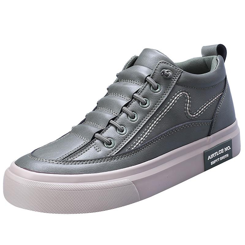 New Spring Men's Shoes Korean Style Trendy Niche Casual Men's Leather Shoes Fashionable High Top Elastic Straps Men's Shoes