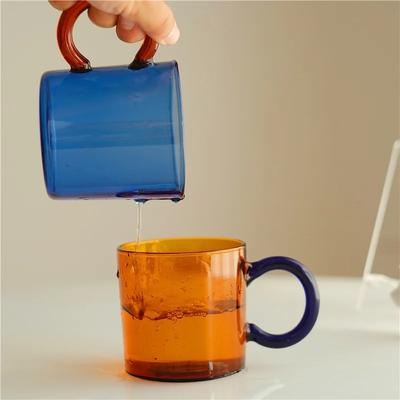 Farbige Glas Kaffeetasse Hochtemperaturbeständige Glasbecher Kreative Nordische Heim Safttassen Trinkwasser Glasbecher 250ml