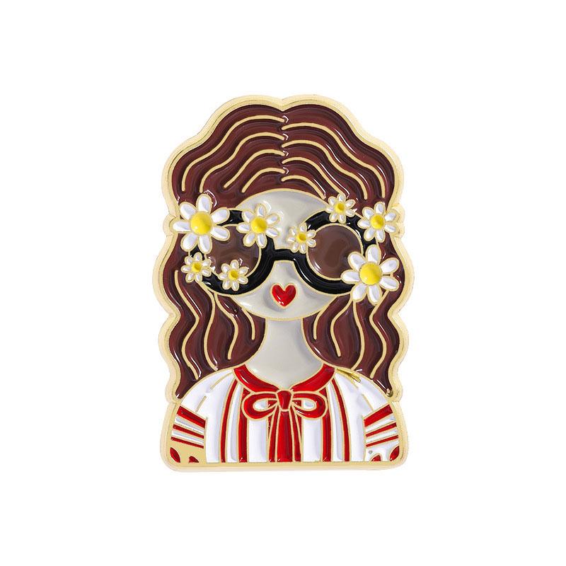 1Pc Traditional Clothing Russian Girl Brooch Versatile Zinc Alloy Retro Backpack Pin Russian-style Metal Brooch
