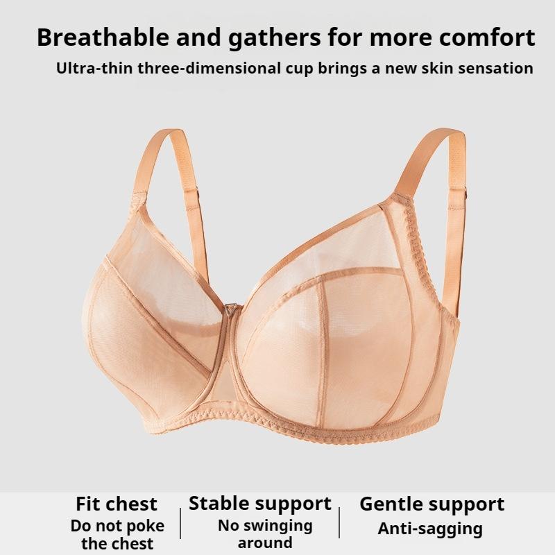 Large Size Thin Bra Set Large Chest Small Lace Bra Full Cup Women's Bra