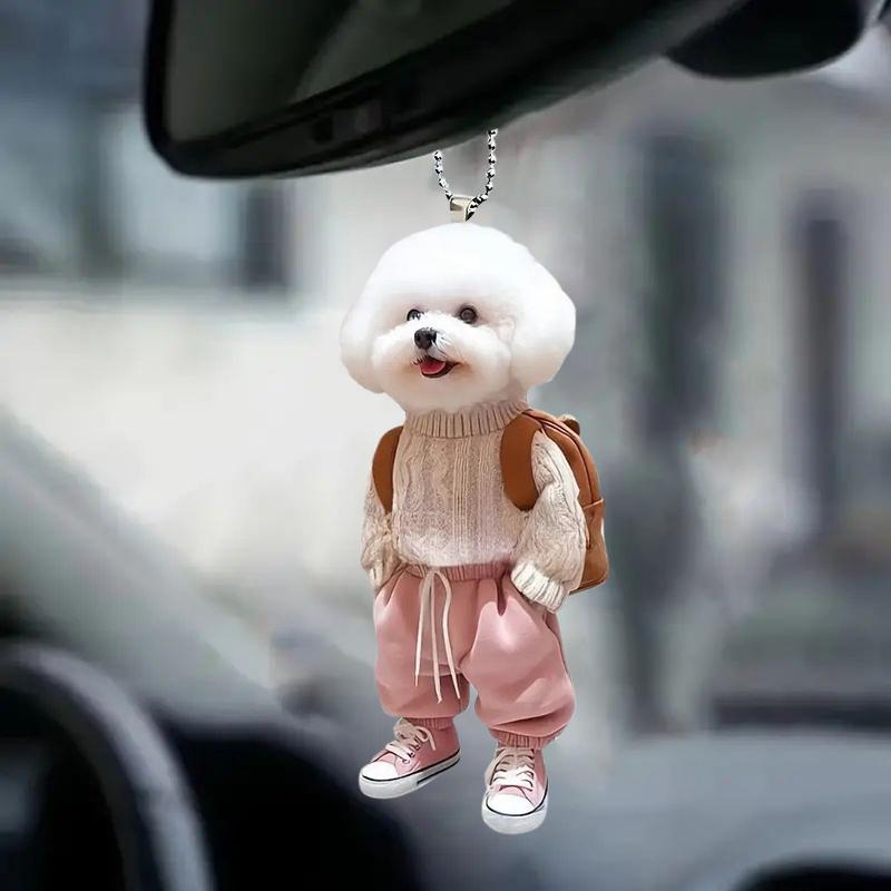 Cute Backpack Puppy Keychain Car Rearview Mirrors Decor Itemation Pendant 2D Acrylic Keychain Hanging Ornament Fashion Accessories