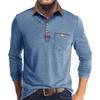 Herren Frühlings- und Farb-T-Shirt mit Kragen 3 Knöpfe Offene Knopfleiste Knöpfe Langärmliges Oberteil
