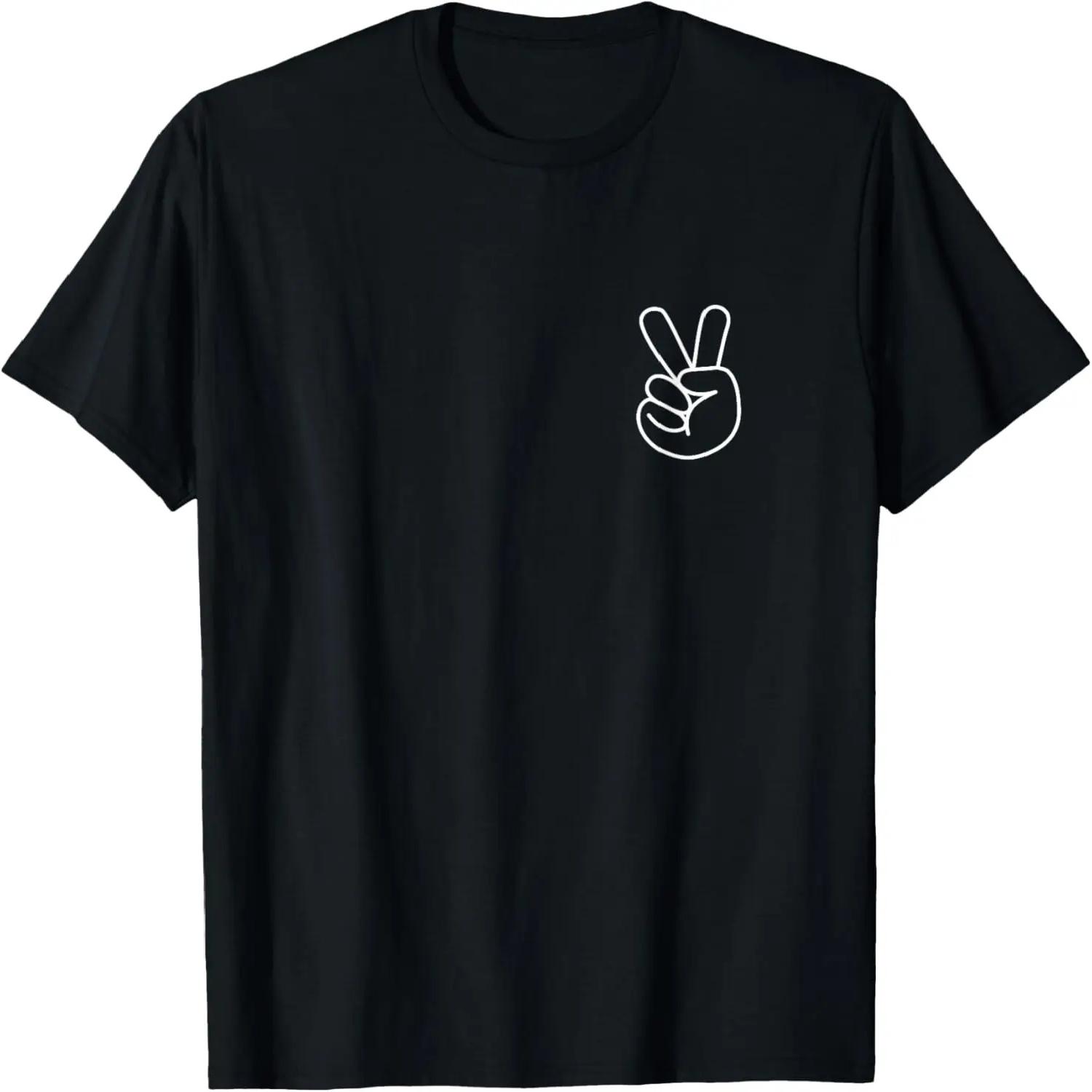 Peace Sign Hand - Minimalistic _Pocket Design_ - Classic T-Shirt S чёрный