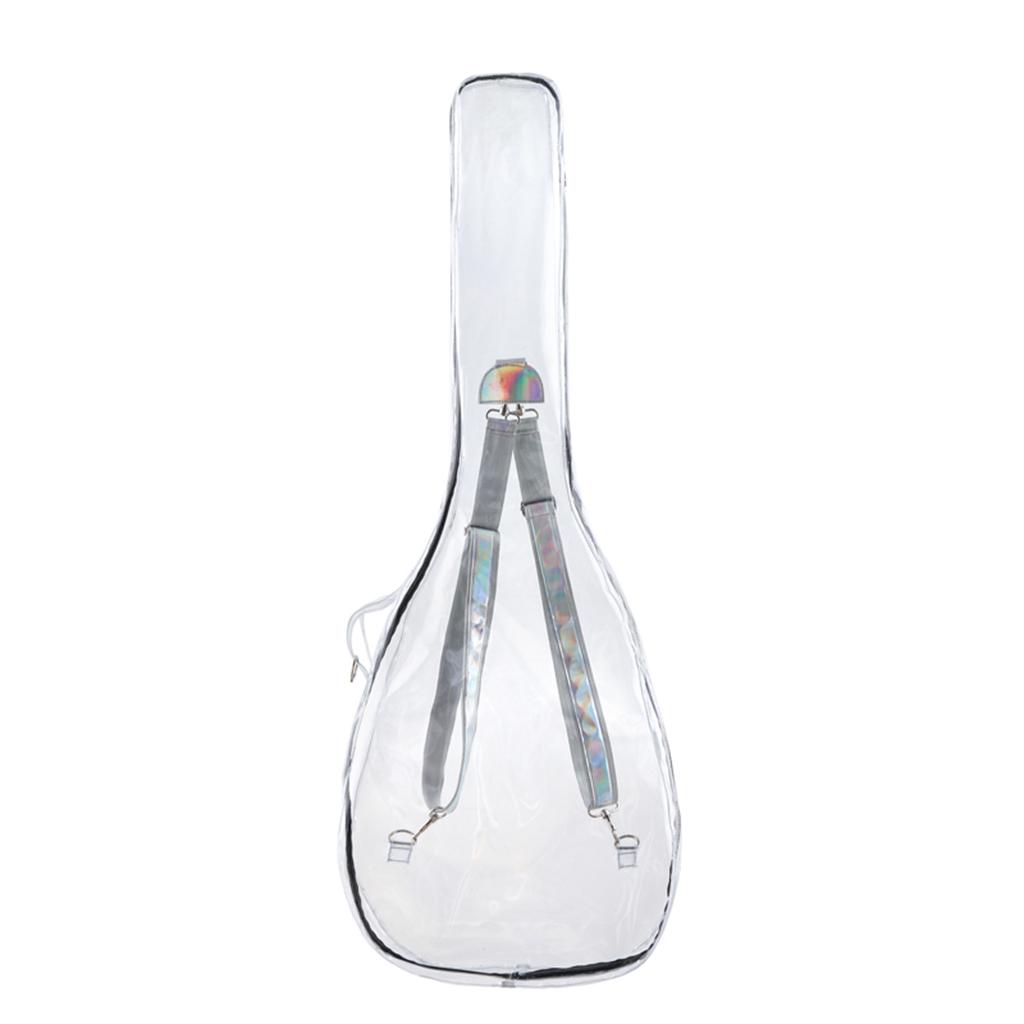 Transparent Acoustic Folk Guitar Case Shiny Straps Parts