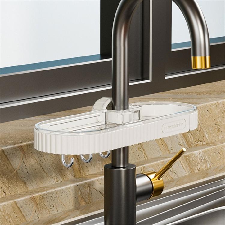 Stable Sink Sponge Shelf Functional Water Tap Sponge Storage Organizer Practical Kitchen Dishes Organizer Rack