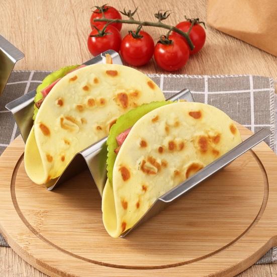 Edelstahl Taco Tortilla Halter Ständer 2/3/4 Schlitze Burrito Rack für Küche Robuster Pfannkuchen Ausstellungsständer Platzsparendes Taco Serviergestell