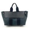 HERMES Valparaiso PM Tote Bag Flap Bag Hand Bag cotton / Leather Black