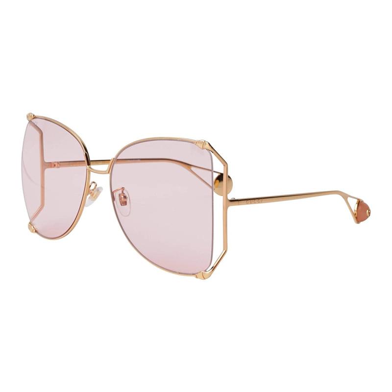 GUCCI Metallic Seasonal Icon Full Border Toad Glasses Sunglasses Women's Dark Pink