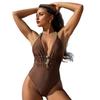 2026 Europäischer und Amerikanischer Neuer Einfarbiger Dunkler V-Ausschnitt Neckholder Bikini Senior-Look Sexy Urlaubs-Badeanzug