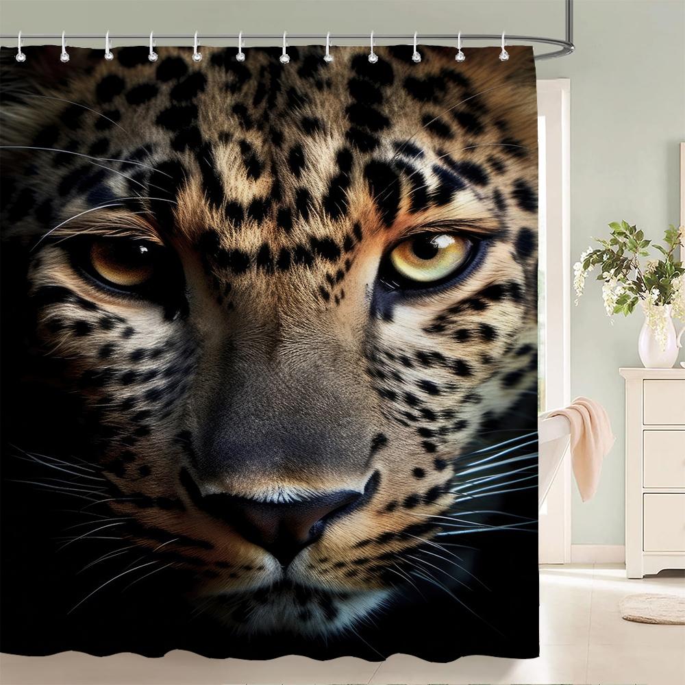 

Leopard Tiger Shower Curtain Forest Animals Bathroom Polyester Fabric Home Bath Decor Accessories Hanging Curtains With Hooks W60H190(CM)-1 Pcs