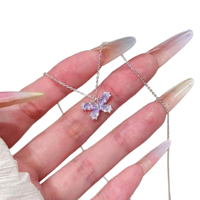 

Cute Butterfly Necklace For Women Aesthetic Necklaces Charms Collar Choker Party Jewelry Gift фіолетовий