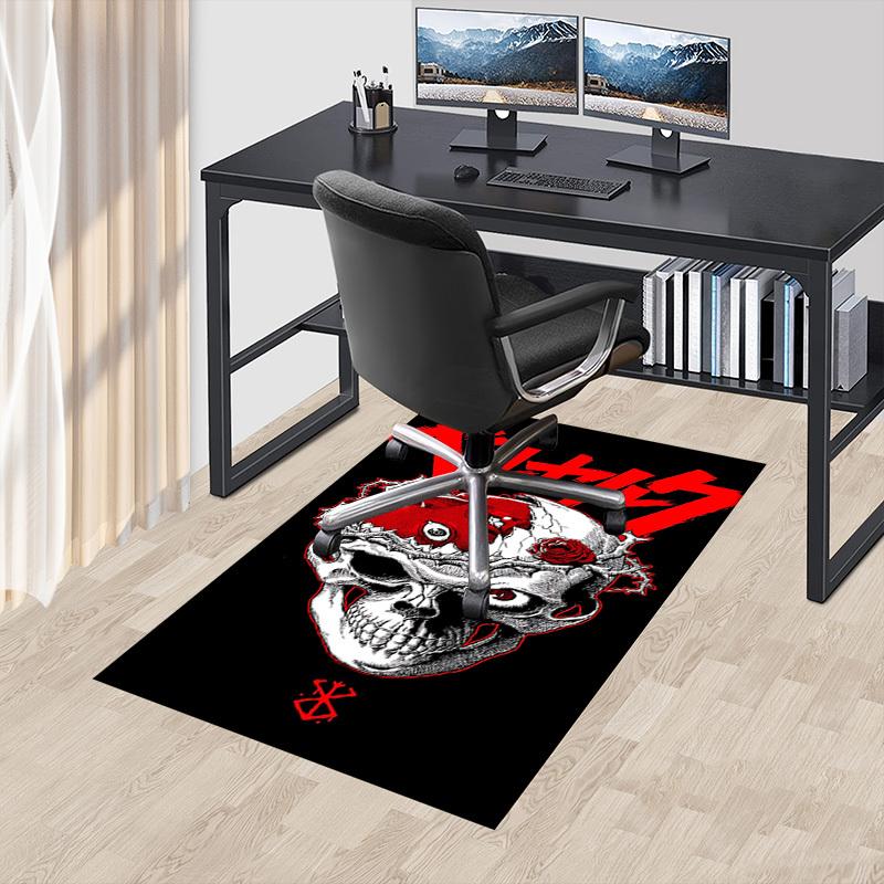1pc Skull Rose Carpet Anti Slip Polyester Floor Mat for office.Bedroom