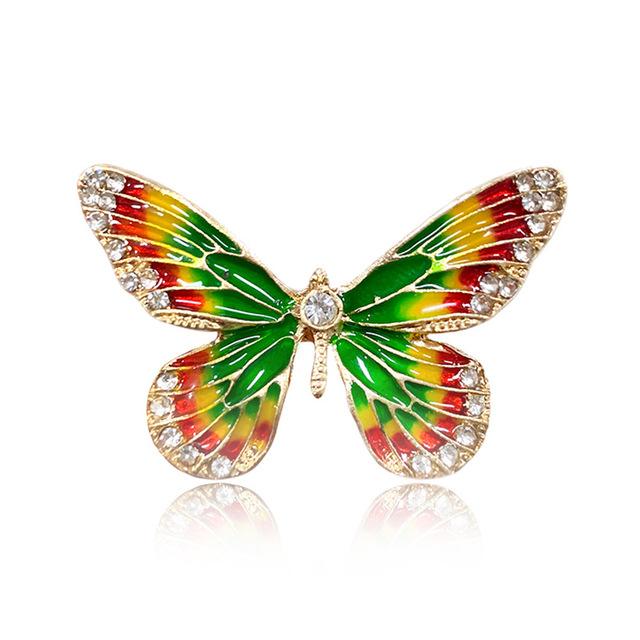 

Брошь-бабочка из сплава со стразами, капля горного хрусталя, масляная металлическая одежда, универсальная европейская и американская брошь со стразами