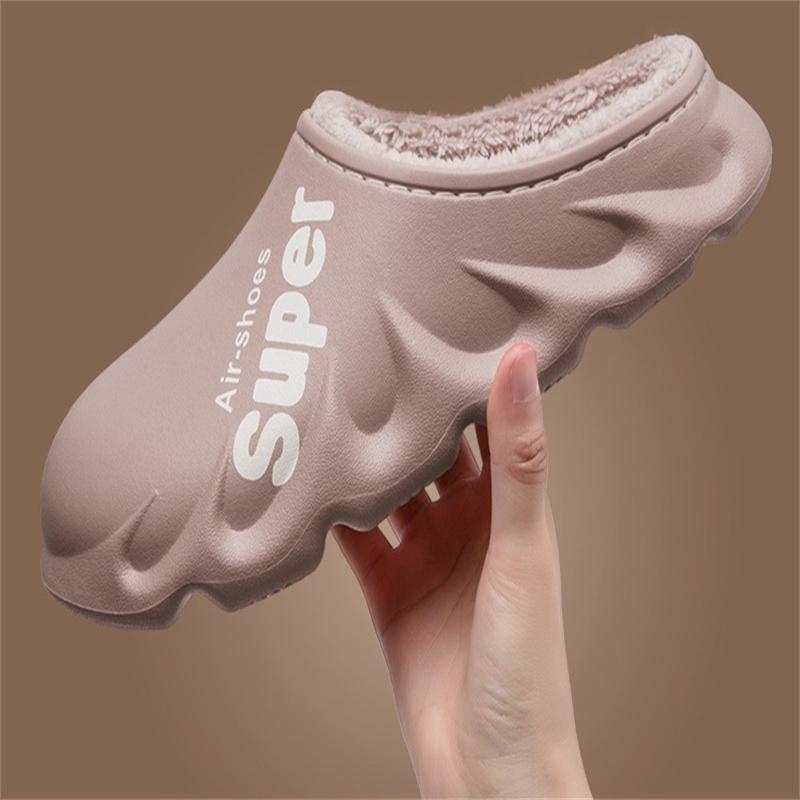 Fashion Litfun Winter Warm Cotton Slippers Indoor And Outdoor Waterproof Walking Shoes Fluffy Non-Slip Sandals For Women Men Slippers