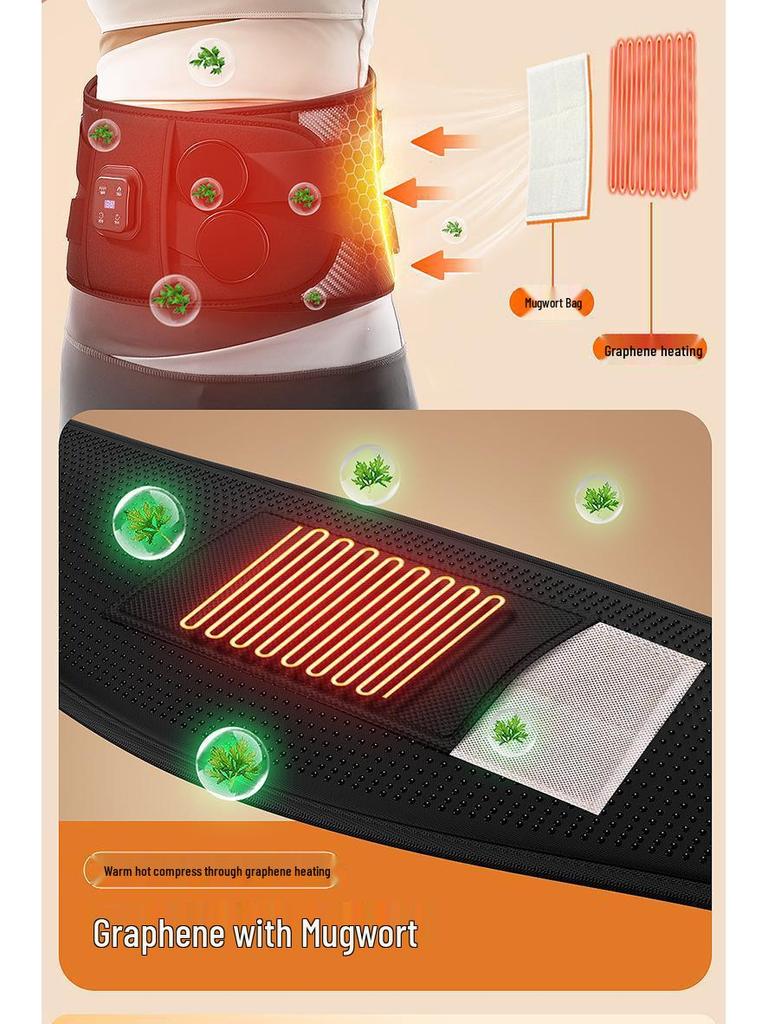 Heated Waist Support & Massager Belt - Electric Hot Compress for Back and Abdomen Relief.