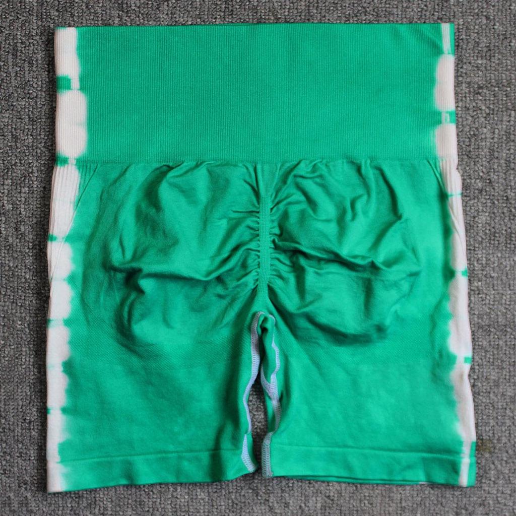 Seamless Smiley Tie-Dye High Waist Yoga Pants – Peach Butt Leggings & High Elasticity Fitness Shorts