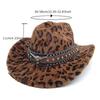 Rivet Detail Western Cowboy Hat Leopard Print Wide Brim Cowboy Cap  Autumn Winter Wear