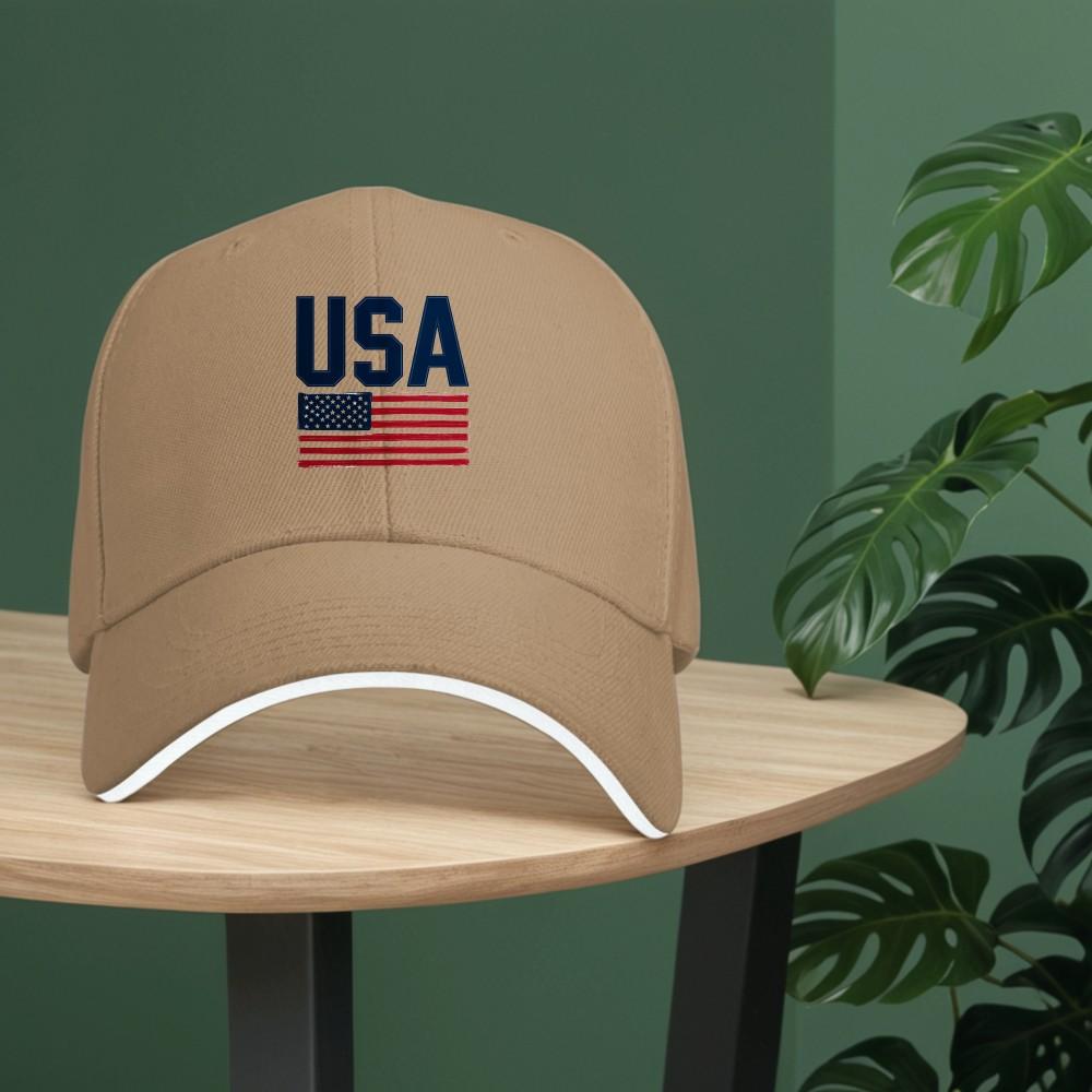 USA Flag Graphic Baseball Cap Polyester Breathable Adjustable Patriotic Casual Adult Hat