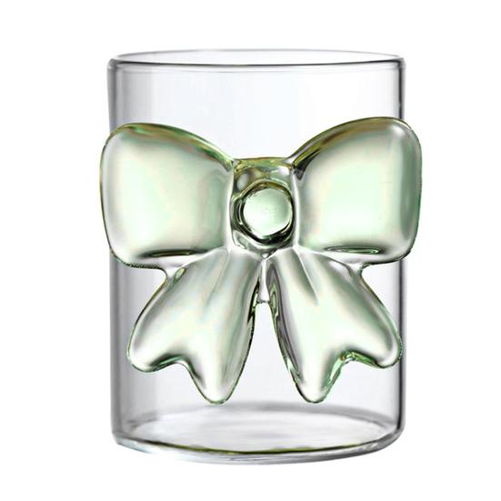 Bow Glass Cup, Breakfast Milk Coffee Mug, 300ml Whiskey Tumbler for Juice, Heat Resistant Tea Cup, Home Bar Decor Gift for Women