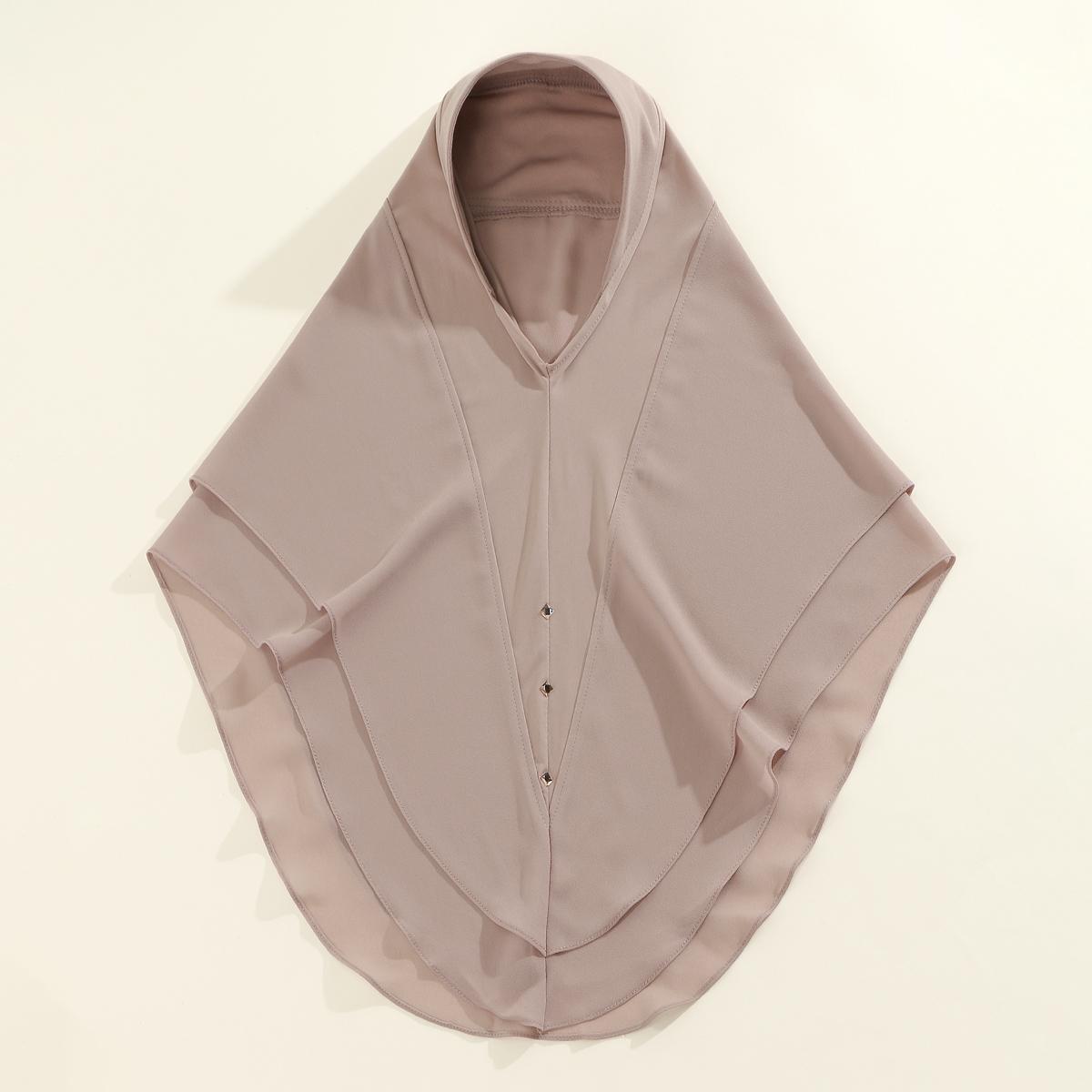 

Fashion Double Layer Instant Hijab Full Cover Head Women Soft Chiffon Amira Scarf Islam Female Ramadan Headscarf Solid Turban