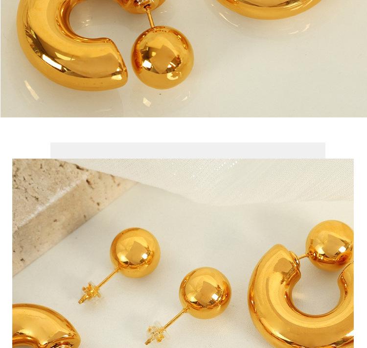 Gold Non-fading C-shaped Stainless Steel Stud Earrings with European & American Niche Design