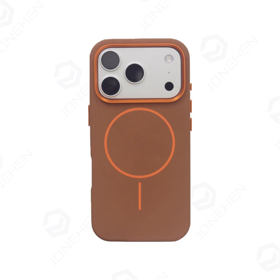 For Premium Leather Magnetic Case for For Iphone 17 Air 16 14 1 13 16 Pro Max Alloy Len Shockproof Skin Texture Scrub Cover