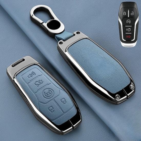 Zinc Alloy Leather Car Remote Smart Key Fob Case Cover For Lincoln MKX MKZ MKC