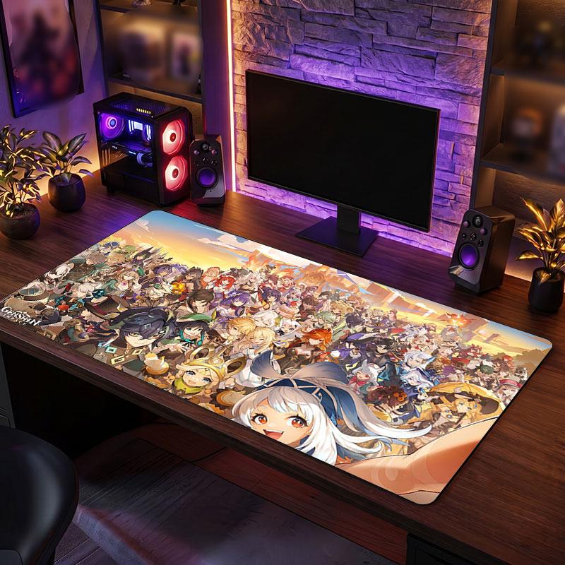 Big Mouse PadGenshin Impact Extended Soft Desk Mat Gaming Office Computer Table Decor Mat