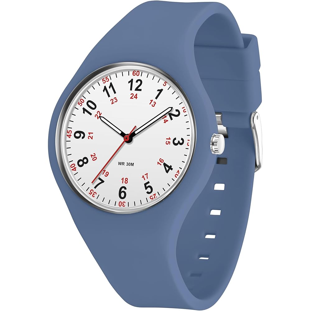 Nurse Watch Silicone Band Waterproof Quiet Easy-to-Read Women s Wristwatch