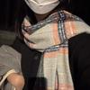 Versatile warm scarf student niche winter imitation cashmere shawl fringed galaxy plaid scarf woman