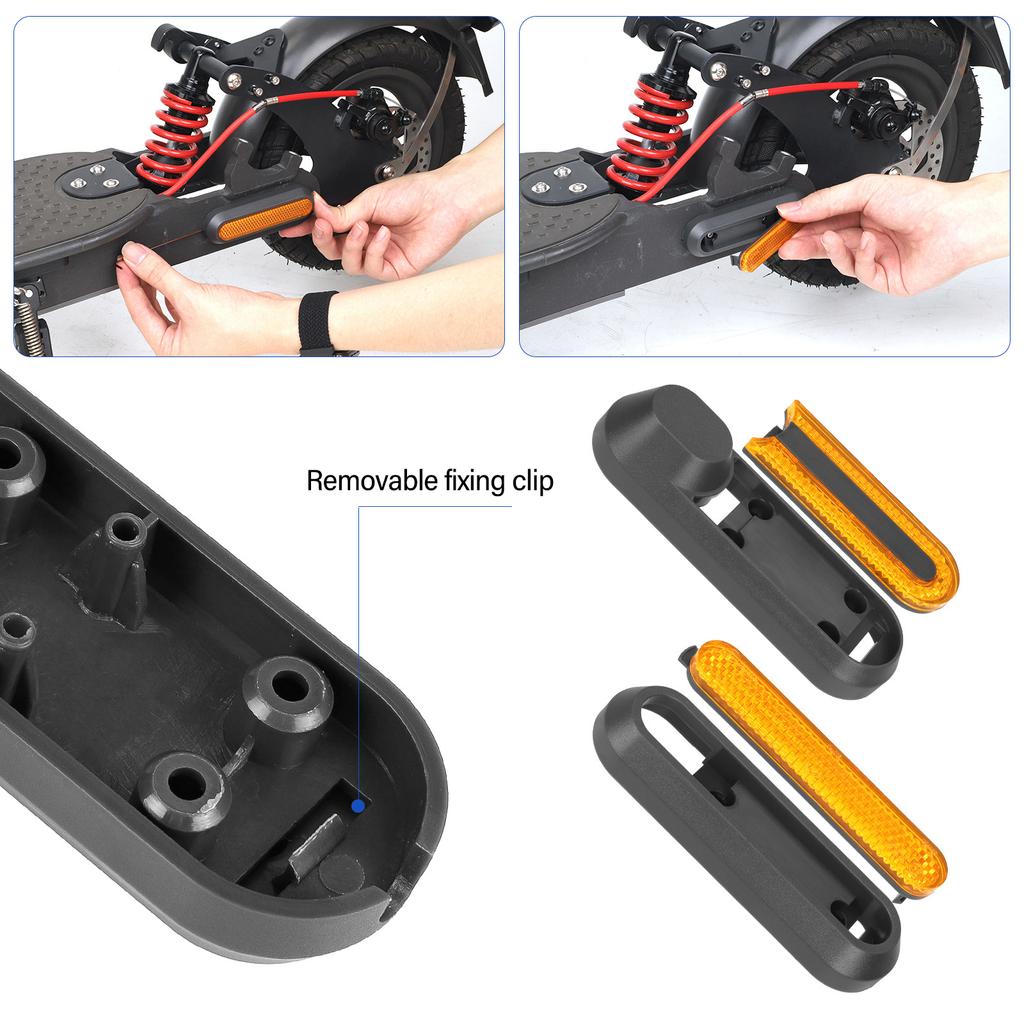Electric Scooter Rear Side Wheel Cover Reflector with Screws Electric Scooter Side Cover Reflective Strip Replacements