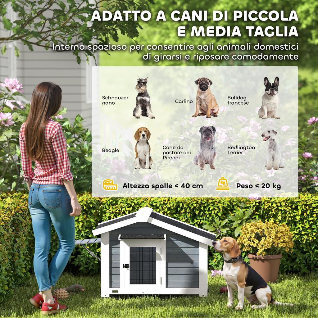 Dog Kennel Outdoor Wooden Dog House, 98x76x69.5cm